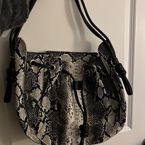Black, white, grey snake skin faux leather shoulder bag, never used
